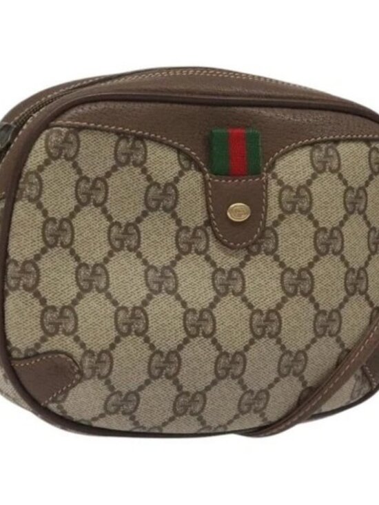 Gucci Handbags - GUCCI GG Supreme Web Sherry Line Shoulder Bag PVC Beige 156 02 066 Auth BD958